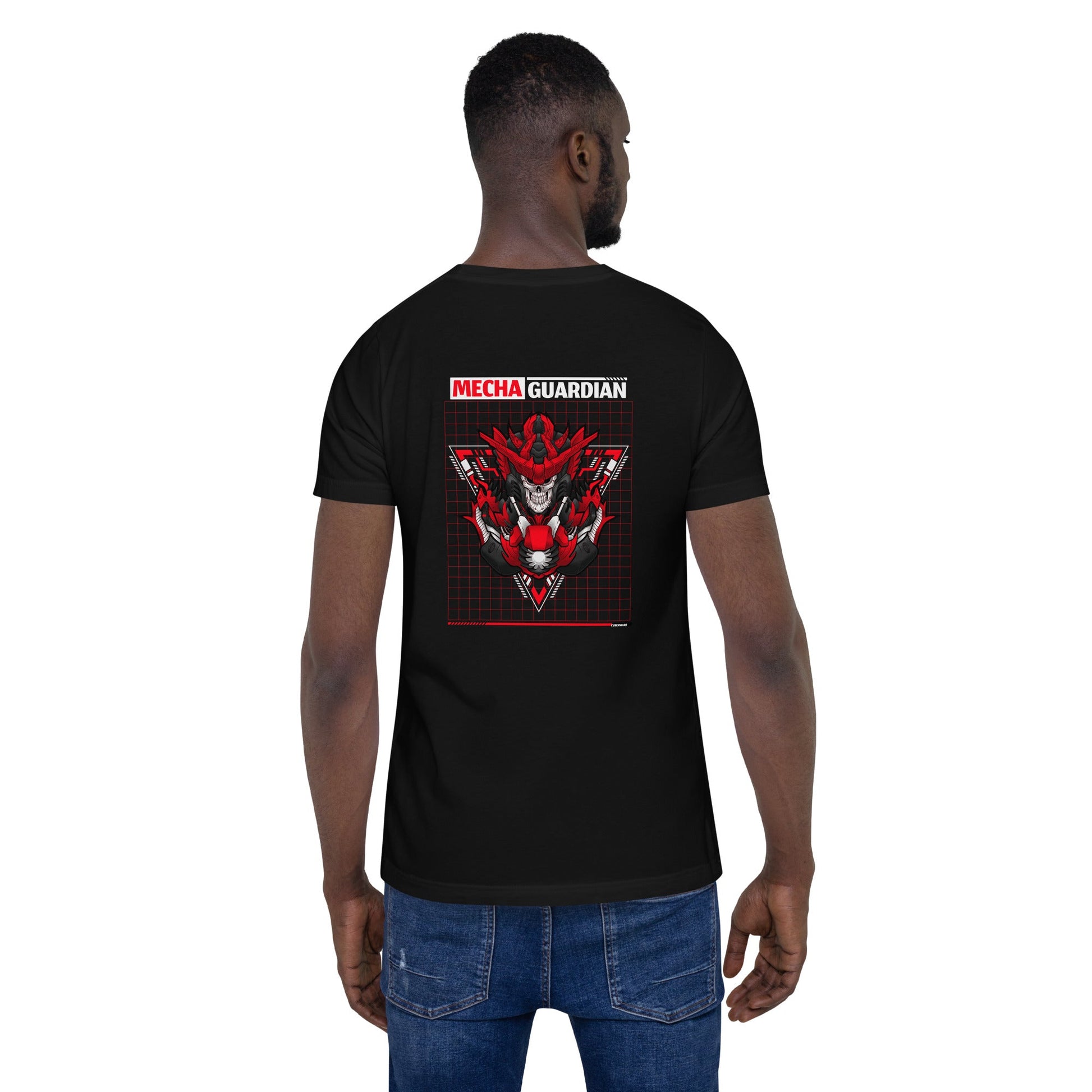Red Mecha Guardian - Unisex t-shirt ( Back Print ) by DarkByteGear