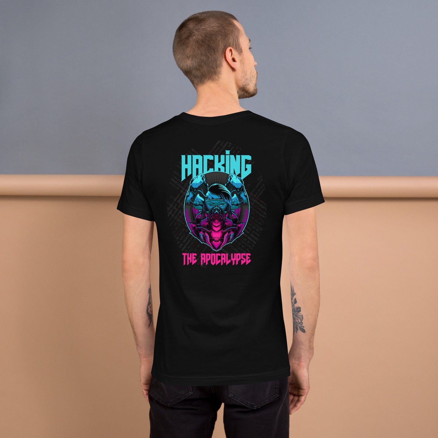 Hacking the apocalypse V2 - Unisex t-shirt ( Back Print ) by DarkByteGear