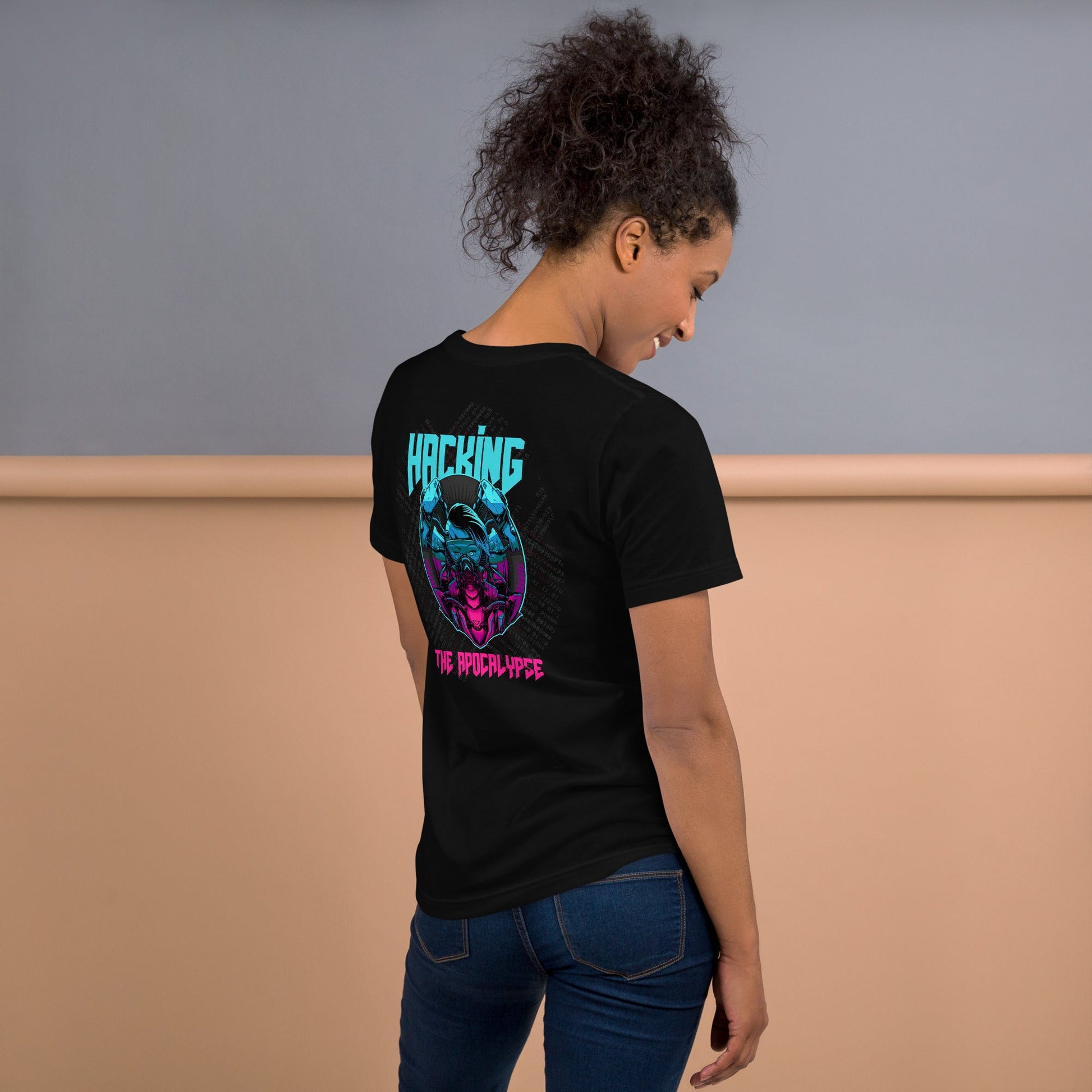 Hacking the apocalypse V2 - Unisex t-shirt ( Back Print ) by DarkByteGear