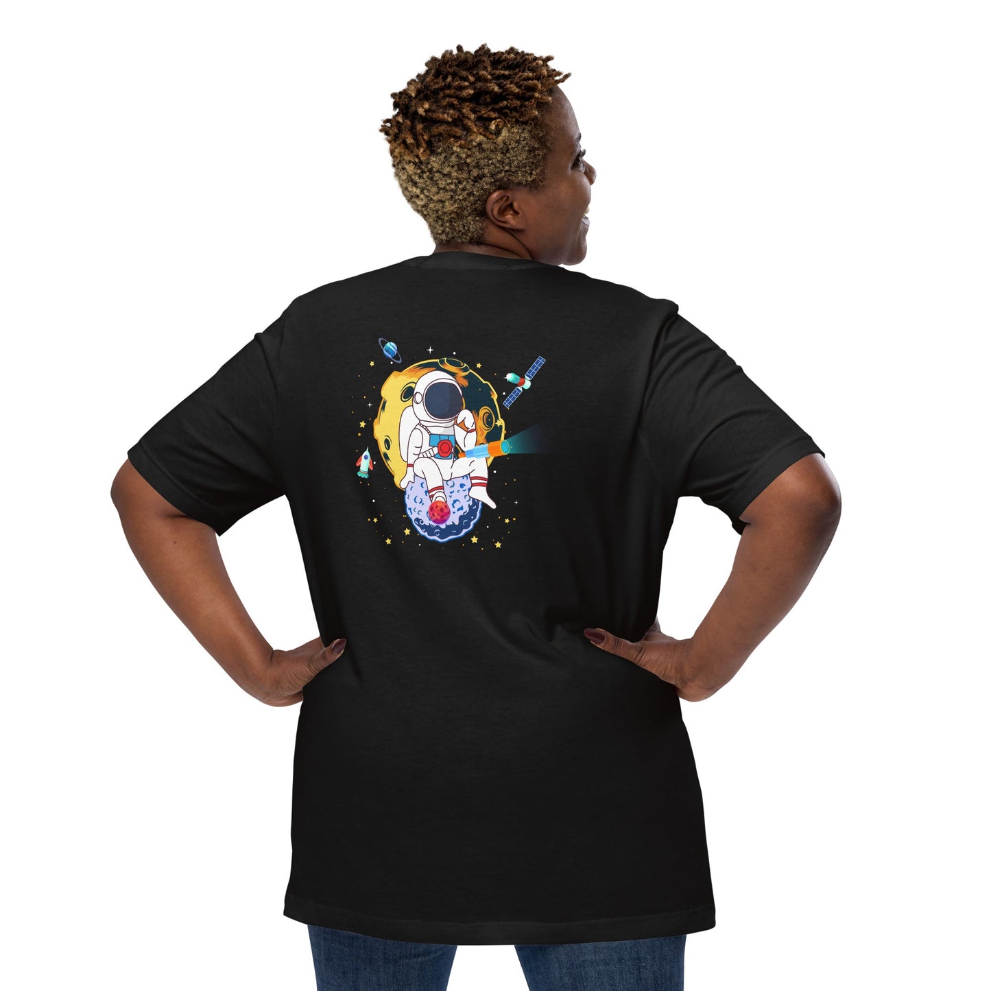 Astranaut catching stars - Unisex t-shirt ( Back Print ) by DarkByteGear