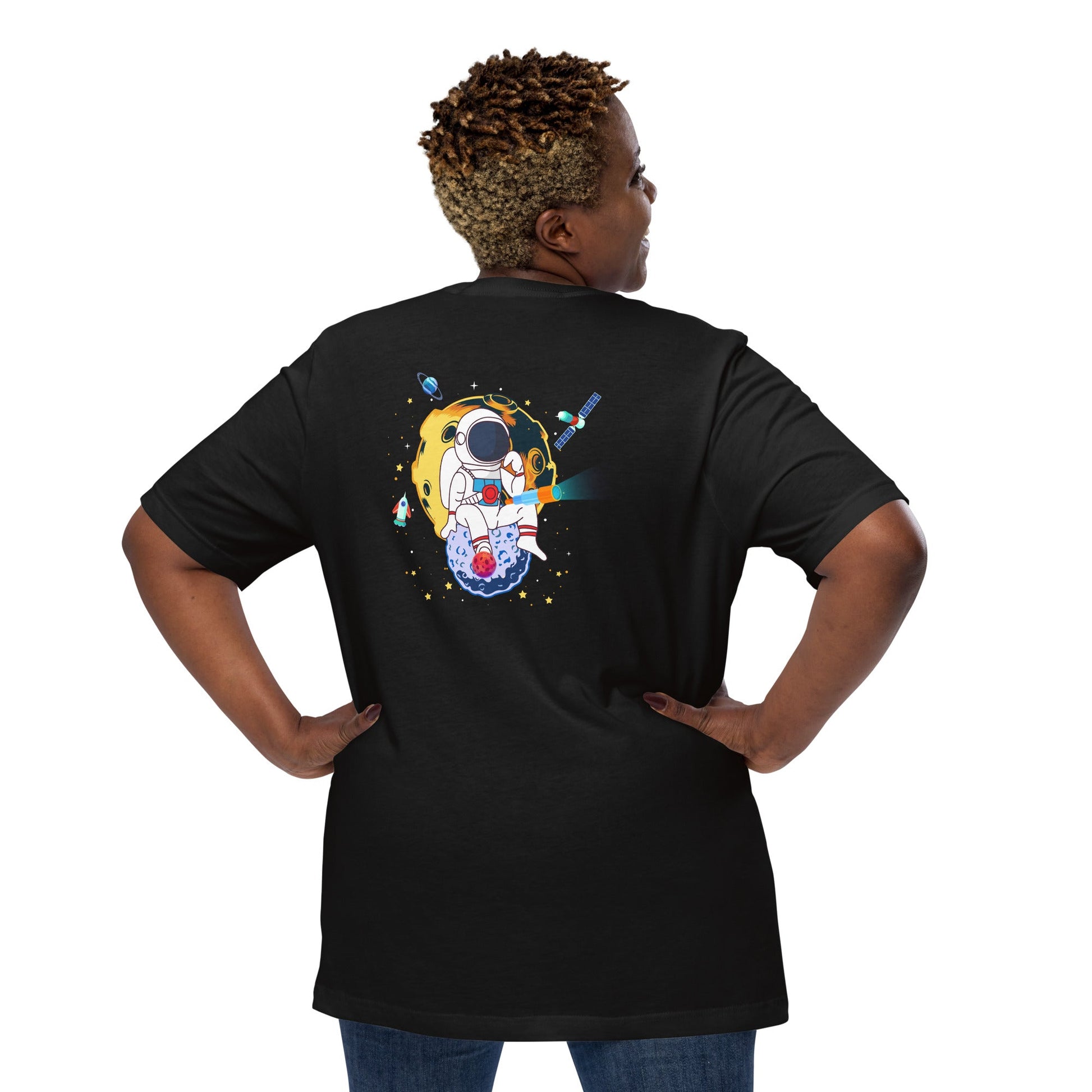Astranaut catching stars - Unisex t-shirt ( Back Print ) by DarkByteGear