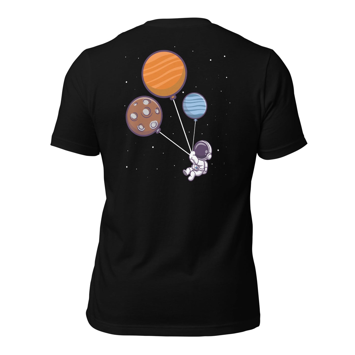 Astronaut with Balloons in Space - Unisex t-shirt ( Back Print ) by DarkByteGear