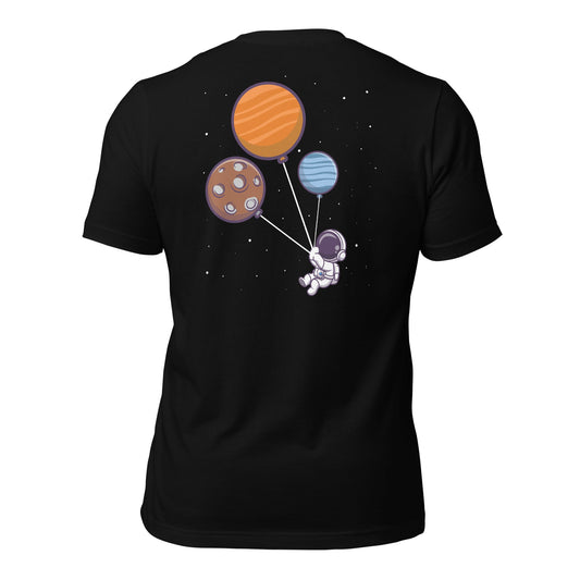 Astronaut with Balloons in Space - Unisex t-shirt ( Back Print ) by DarkByteGear