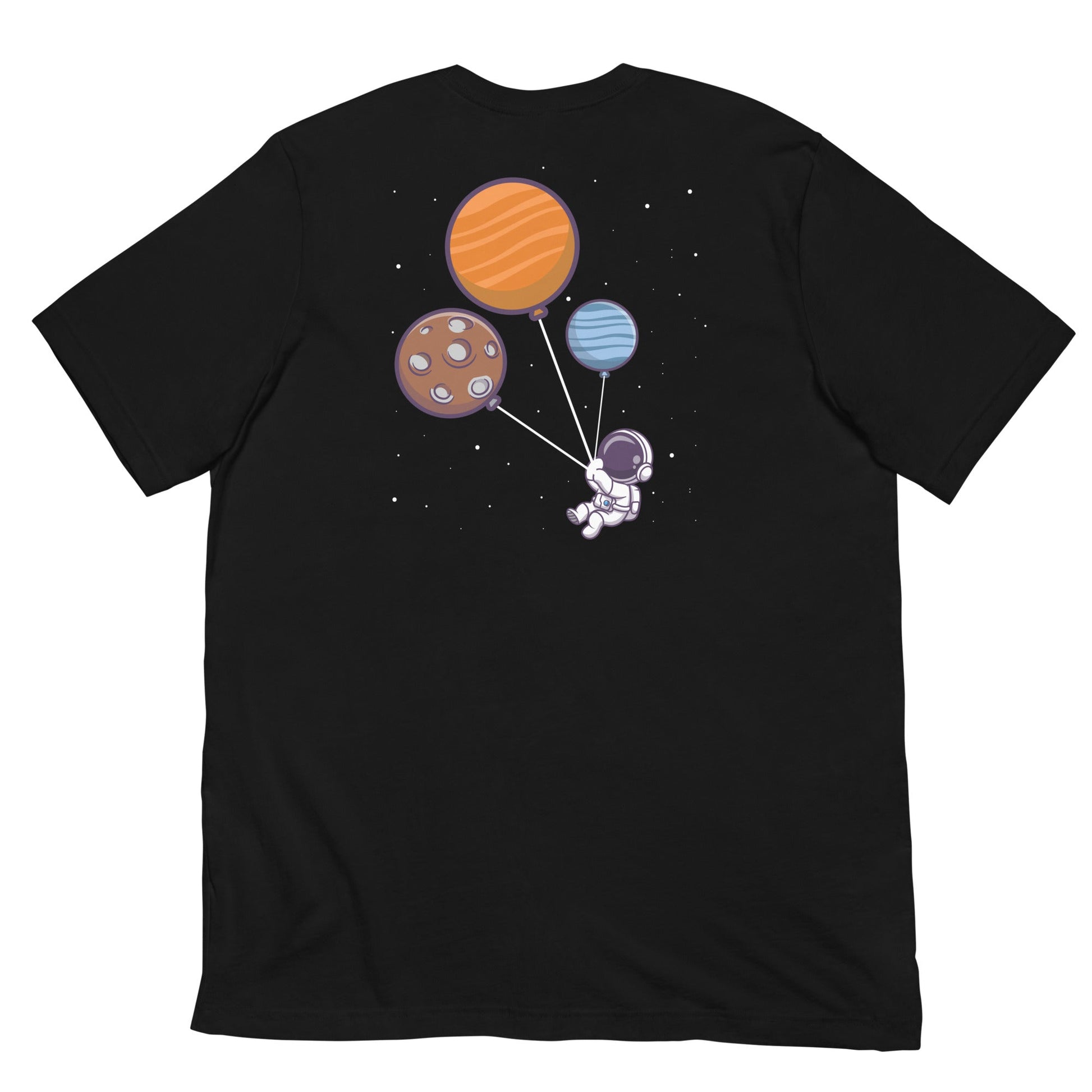 Astronaut with Balloons in Space - Unisex t-shirt ( Back Print ) by DarkByteGear
