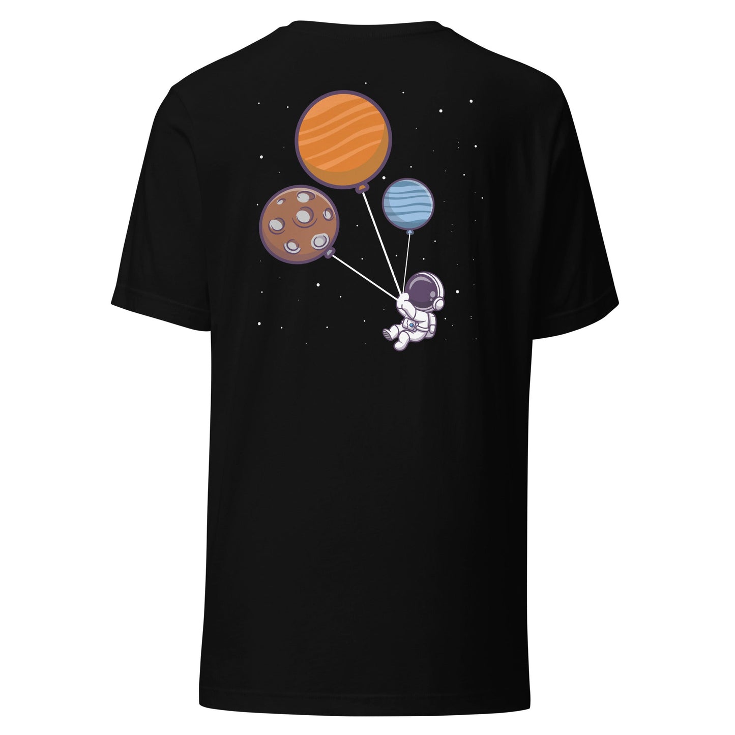 Astronaut with Balloons in Space - Unisex t-shirt ( Back Print ) by DarkByteGear