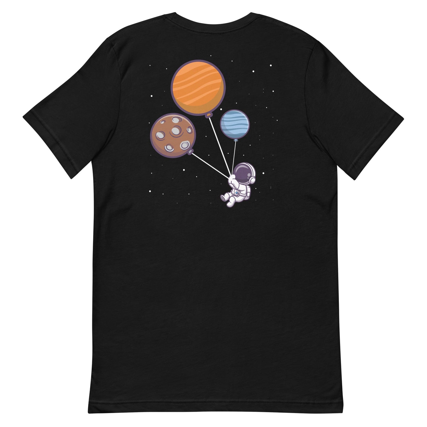 Astronaut with Balloons in Space - Unisex t-shirt ( Back Print ) by DarkByteGear
