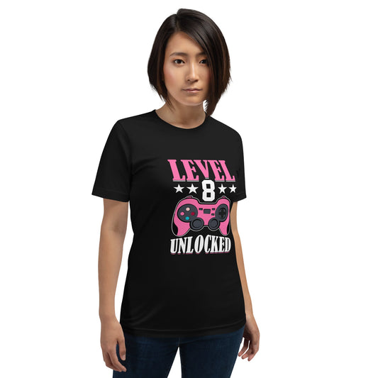 Level 8 Unlocked - Unisex t-shirt by DarkByteGear