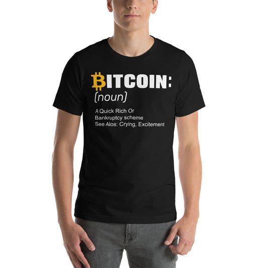 Bitcoin definition ( Yellow Cap B ) - Unisex t-shirt by DarkByteGear