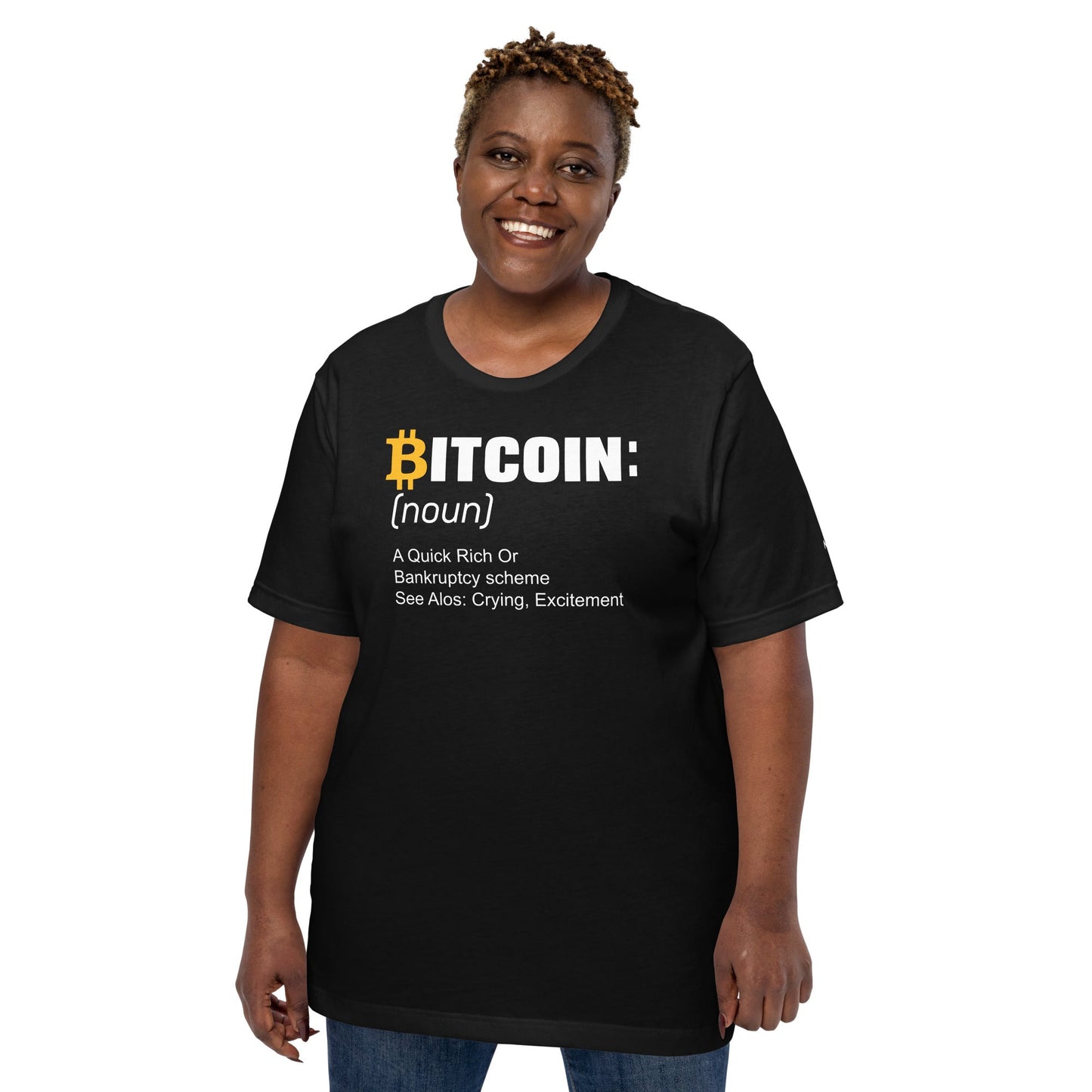 Bitcoin definition ( Yellow Cap B ) - Unisex t-shirt by DarkByteGear