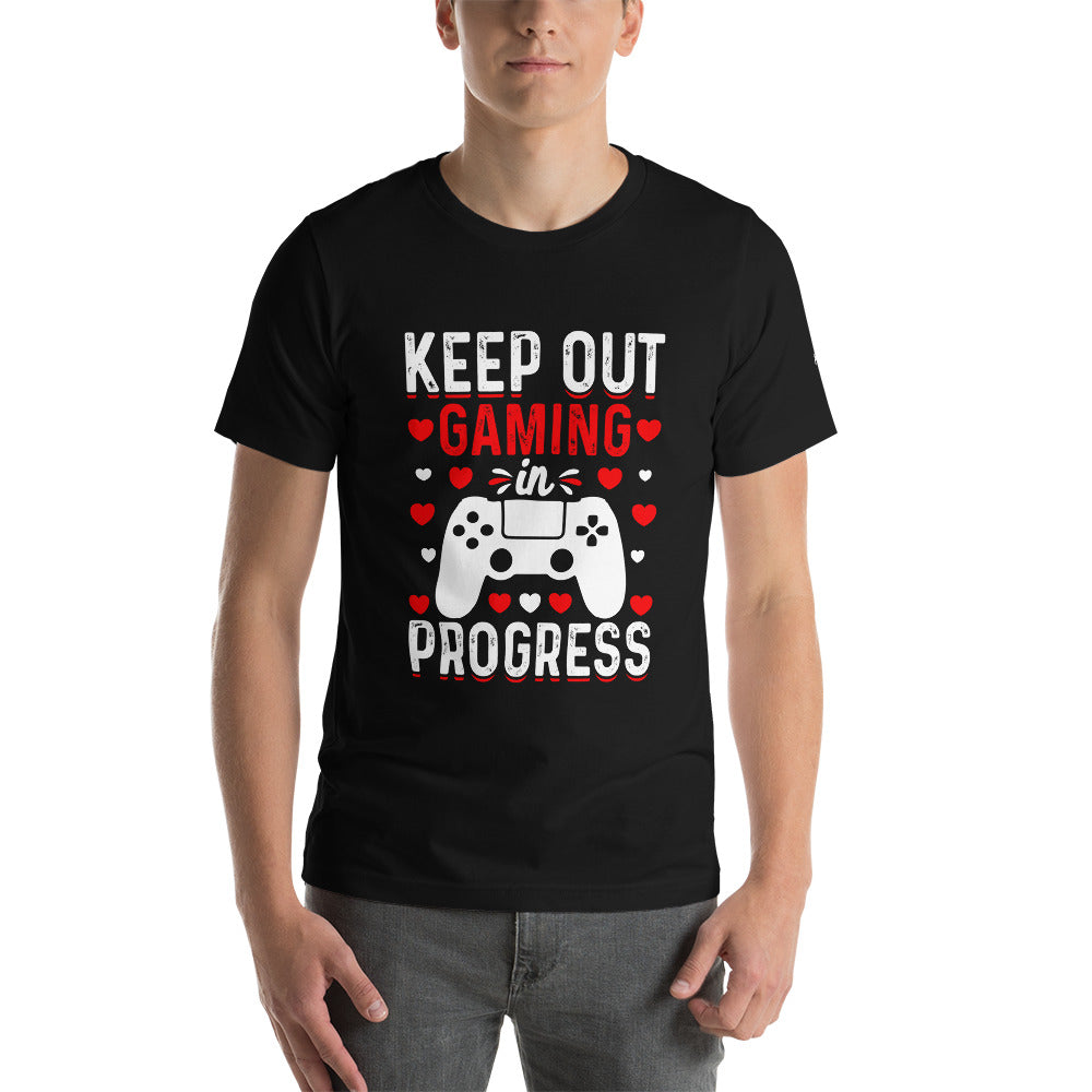 Keep out Gaming in Progress Unisex t-shirt by DarkByteGear