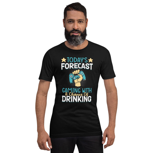 Today's Forecast - Gaming with a Chance of Drinking Unisex t-shirt by DarkByteGear