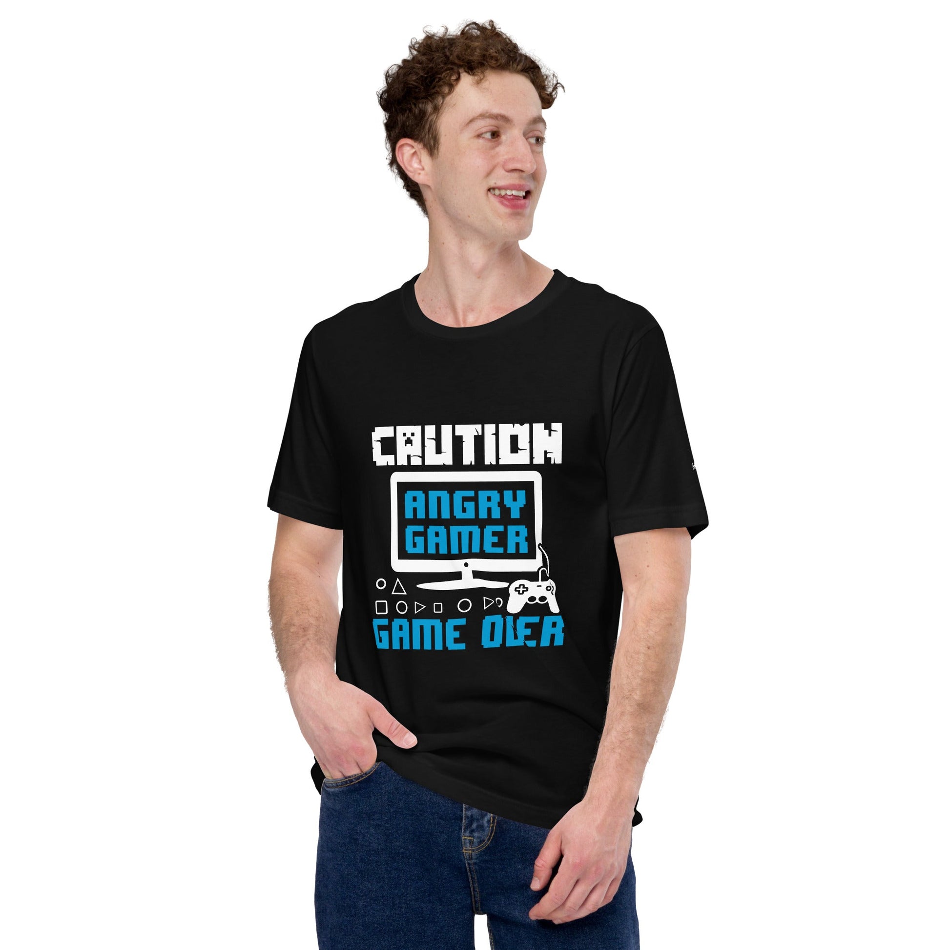 Caution! Angry Gamer Unisex t-shirt by DarkByteGear
