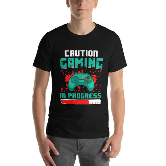 Caution! Gaming In Process Unisex t-shirt by DarkByteGear