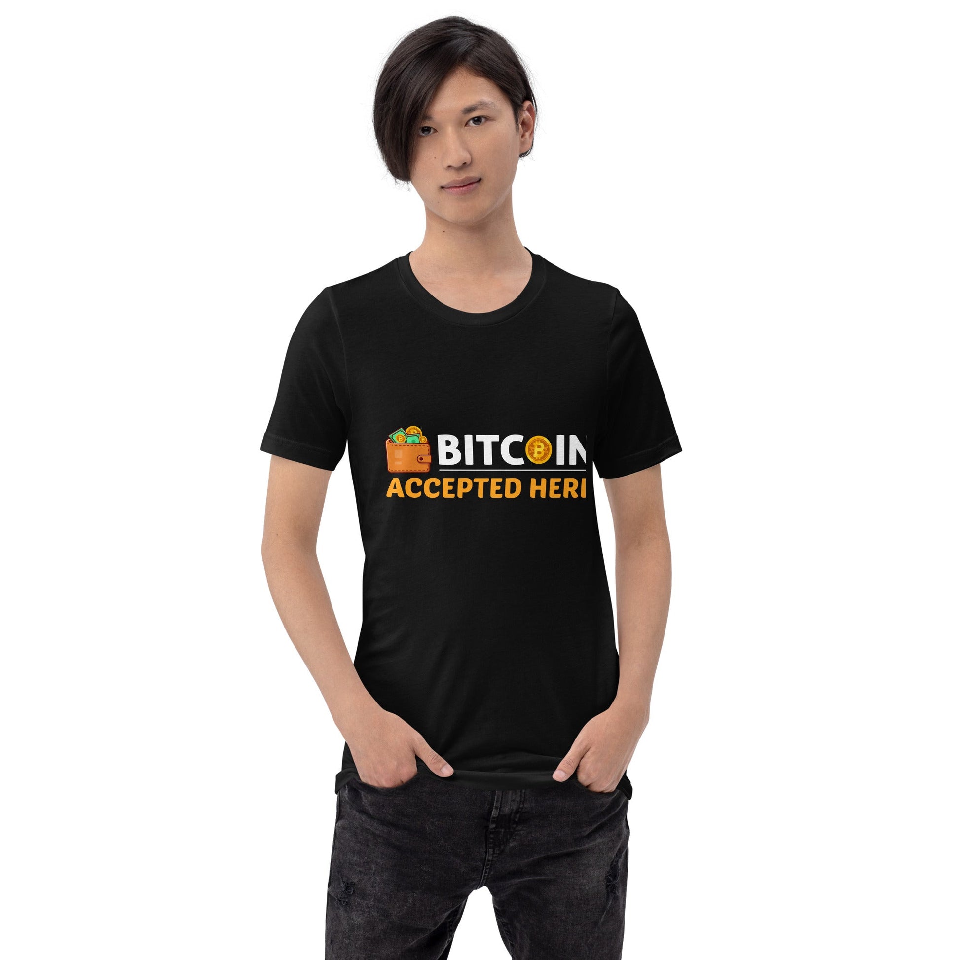 Bitcoin Accepted Here - Unisex t-shirt by DarkByteGear