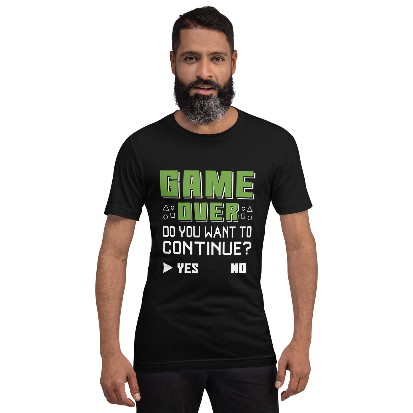 Game Over, Do You Want to Continue, Yes or No? Unisex t-shirt by DarkByteGear