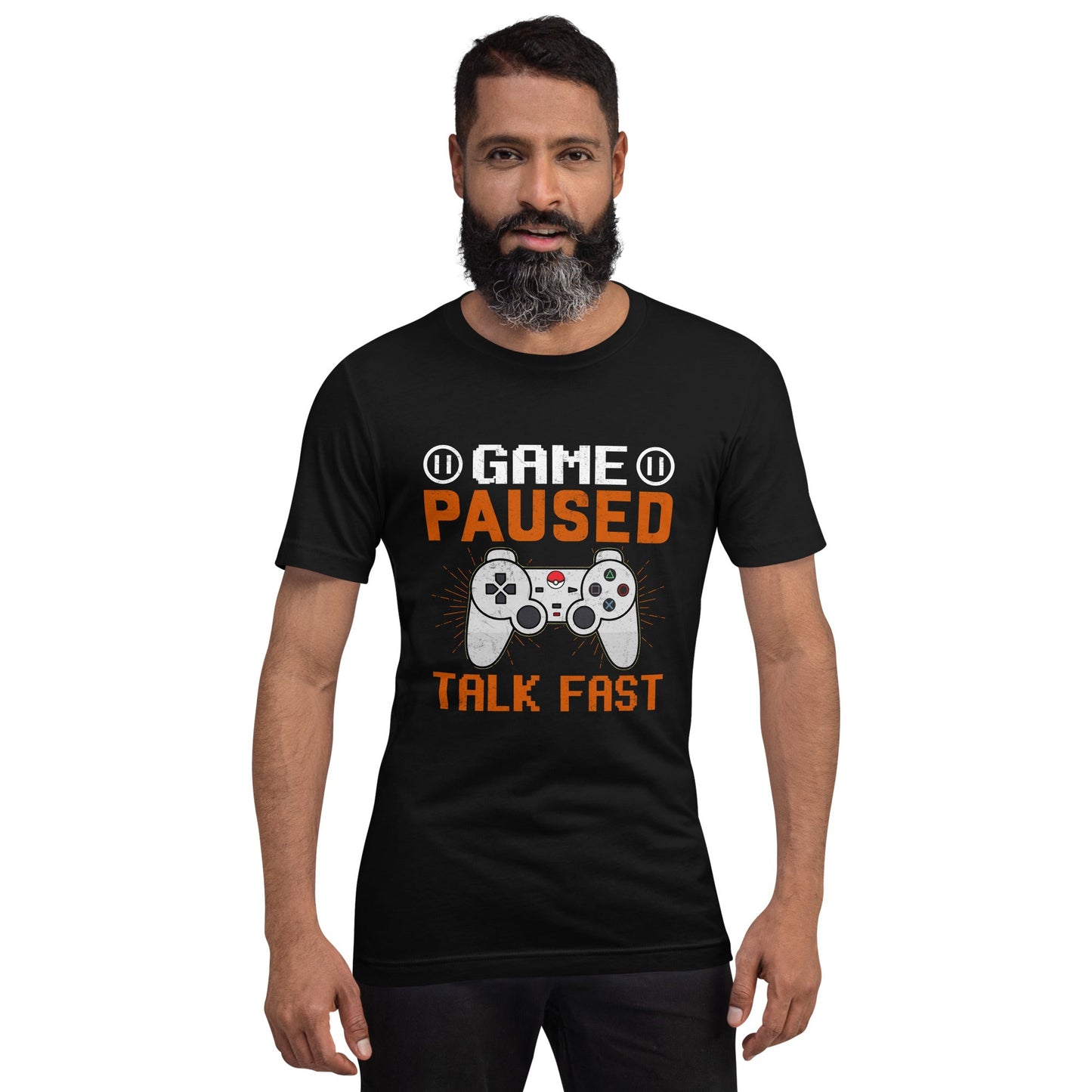Game Paused, Talk Fast Unisex t-shirt by DarkByteGear