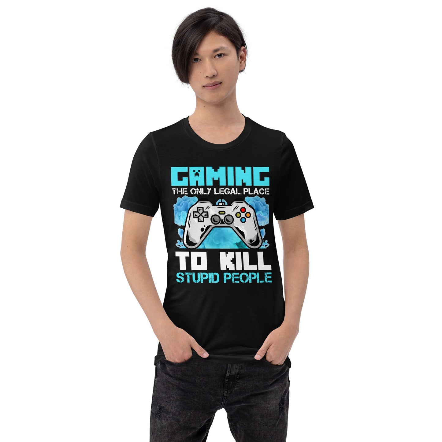 Gaming is the only Legal Place - Blue V Unisex t-shirt by DarkByteGear