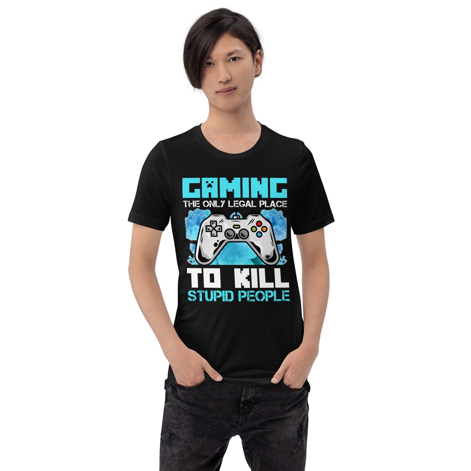 Gaming is the only Legal Place - Blue V Unisex t-shirt by DarkByteGear