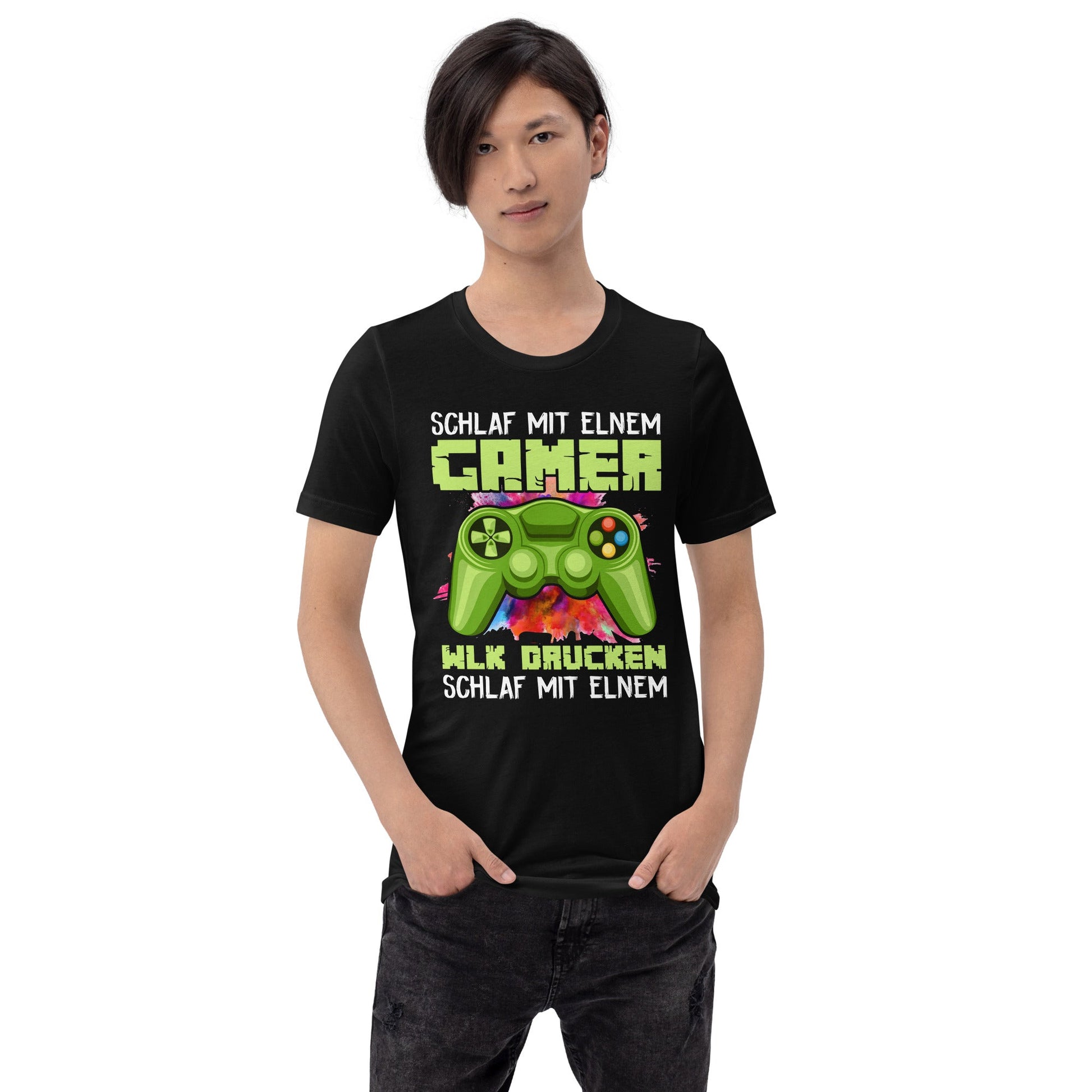 Schlaf Mit Elnem Gamer Drucken - Unisex t-shirt by DarkByteGear