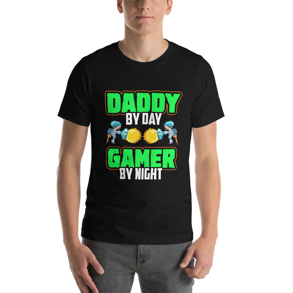 Daddy by Day, Gamer by Night Unisex t-shirt by DarkByteGear