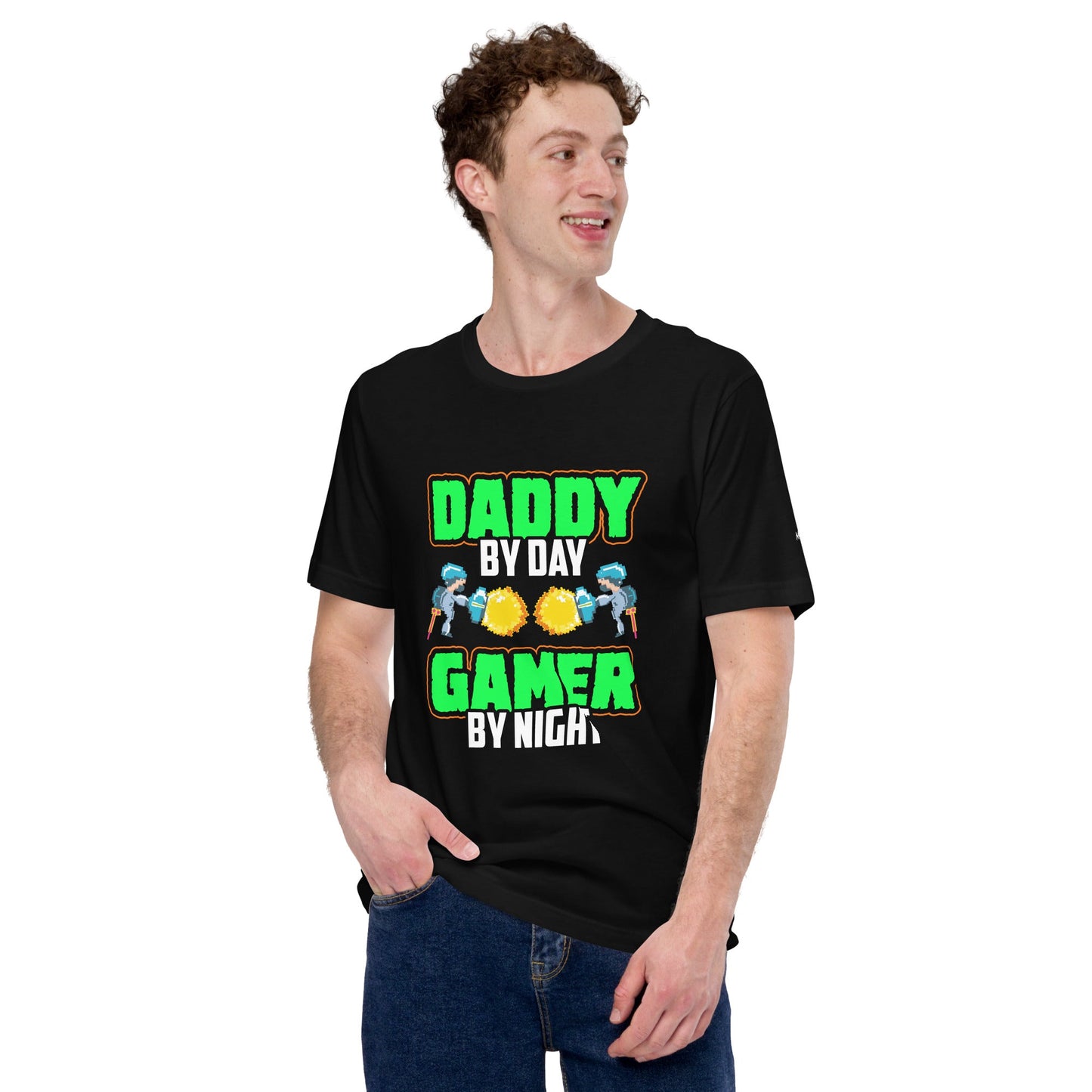 Daddy by Day, Gamer by Night Unisex t-shirt by DarkByteGear