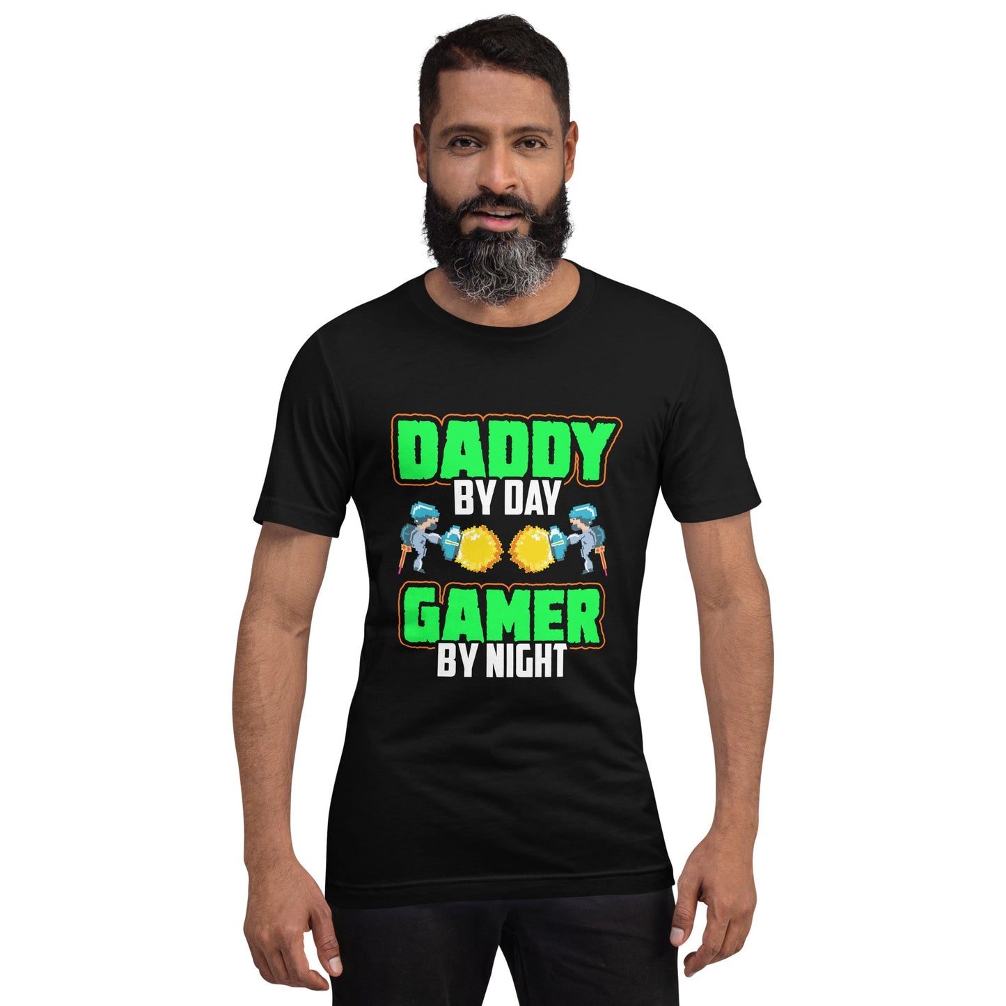 Daddy by Day, Gamer by Night Unisex t-shirt by DarkByteGear