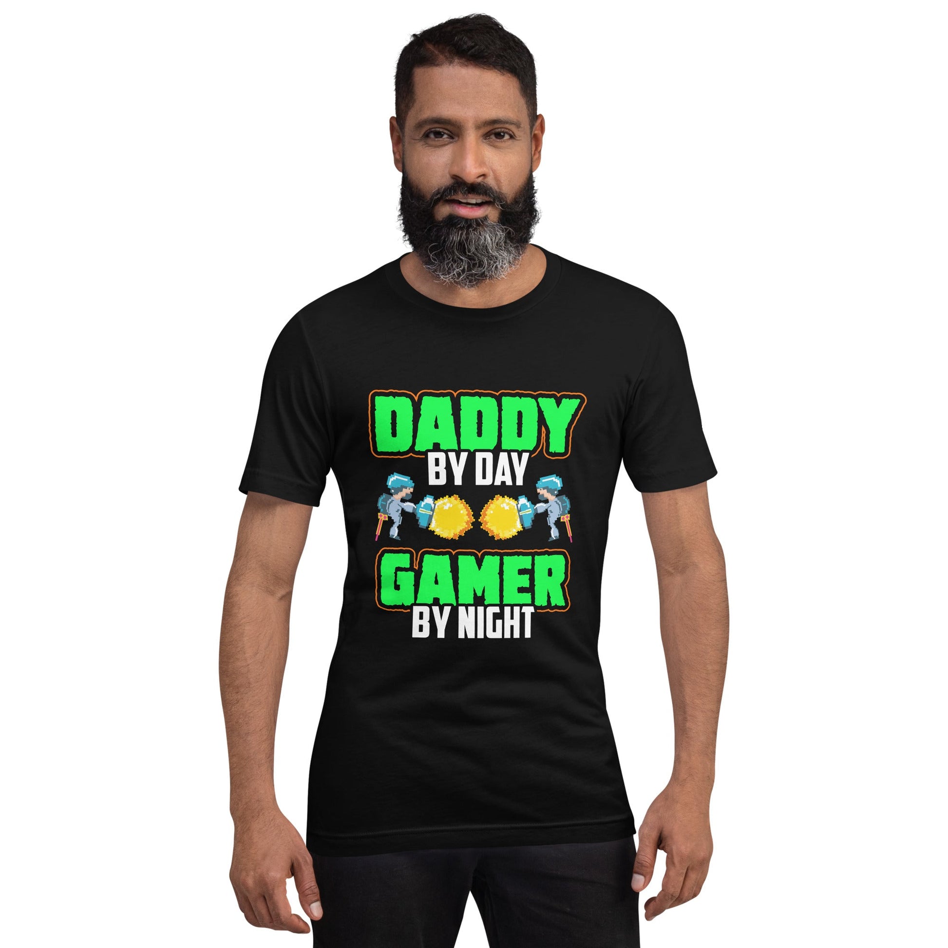 Daddy by Day, Gamer by Night Unisex t-shirt by DarkByteGear