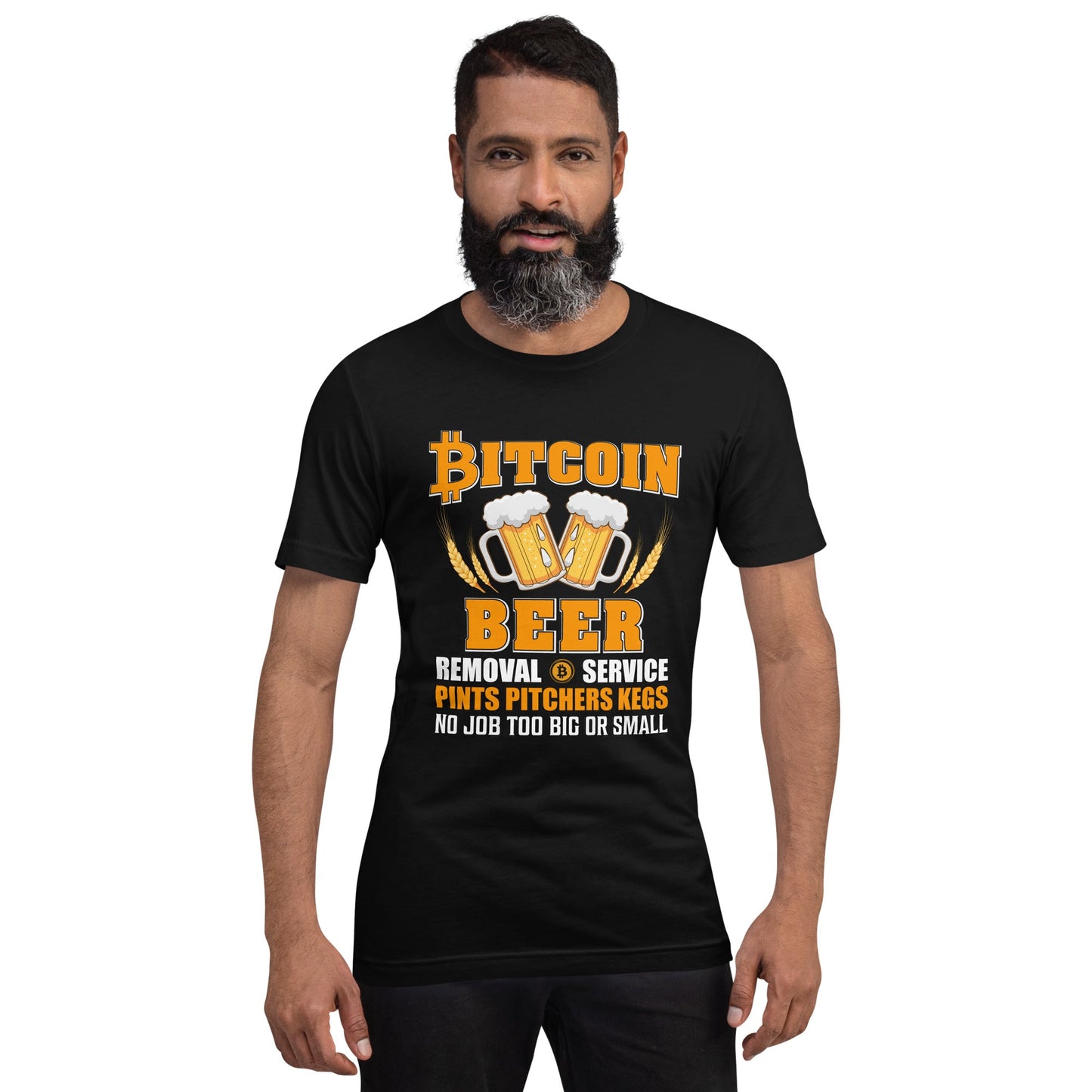 Bitcoin Beer Removal Service - Unisex t-shirt by DarkByteGear