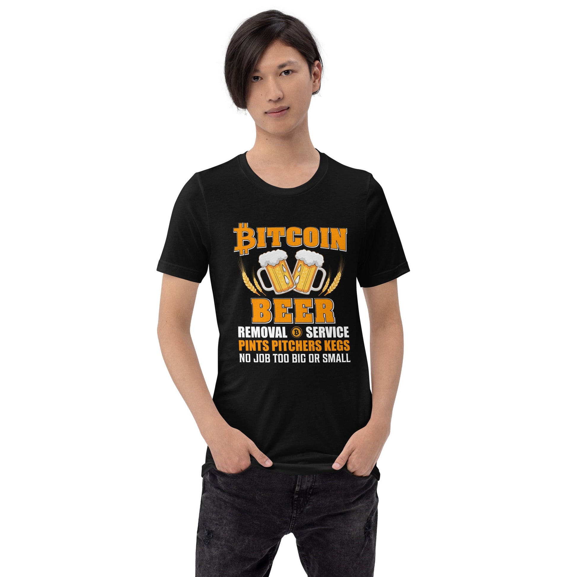 Bitcoin Beer Removal Service - Unisex t-shirt by DarkByteGear