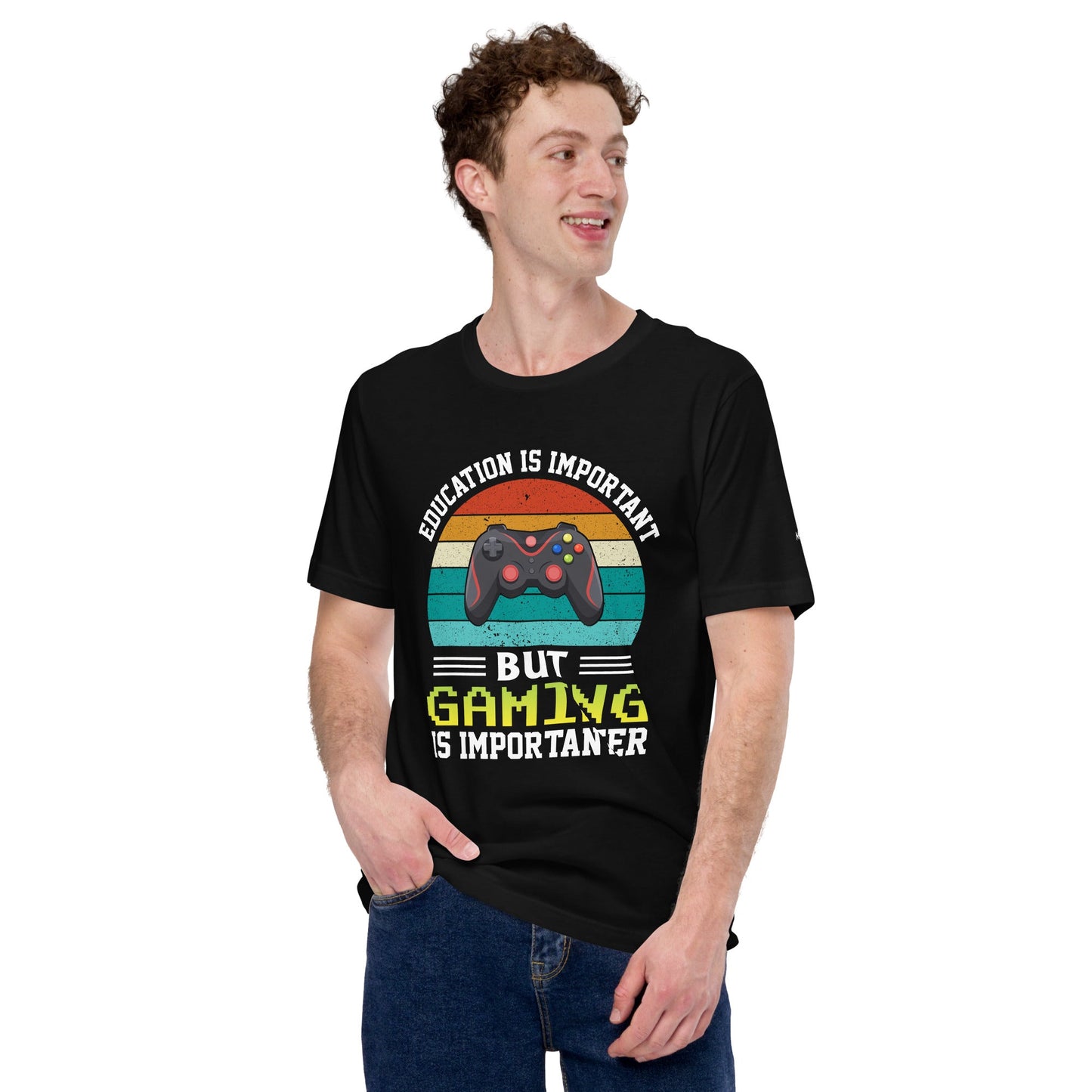 Education is Important, but Gaming is importanter - Unisex t-shirt by DarkByteGear