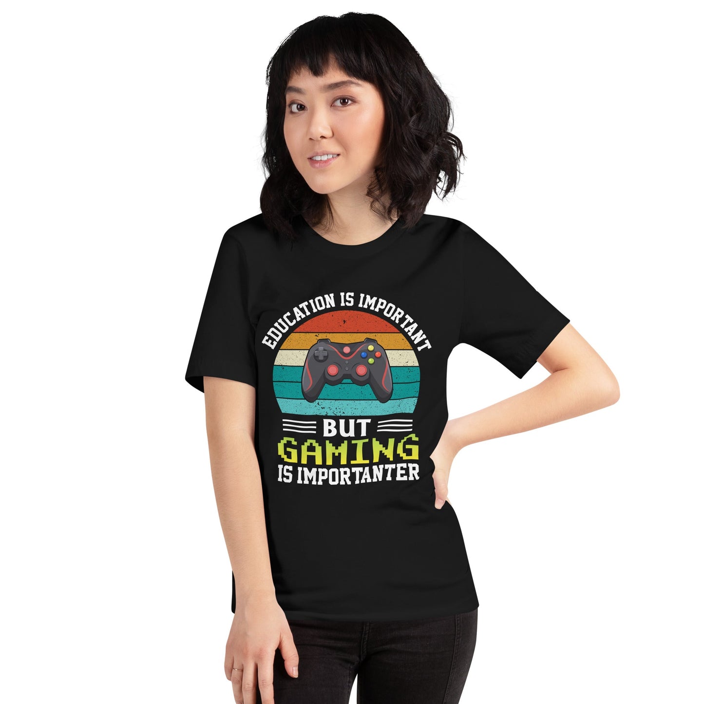 Education is Important, but Gaming is importanter - Unisex t-shirt by DarkByteGear