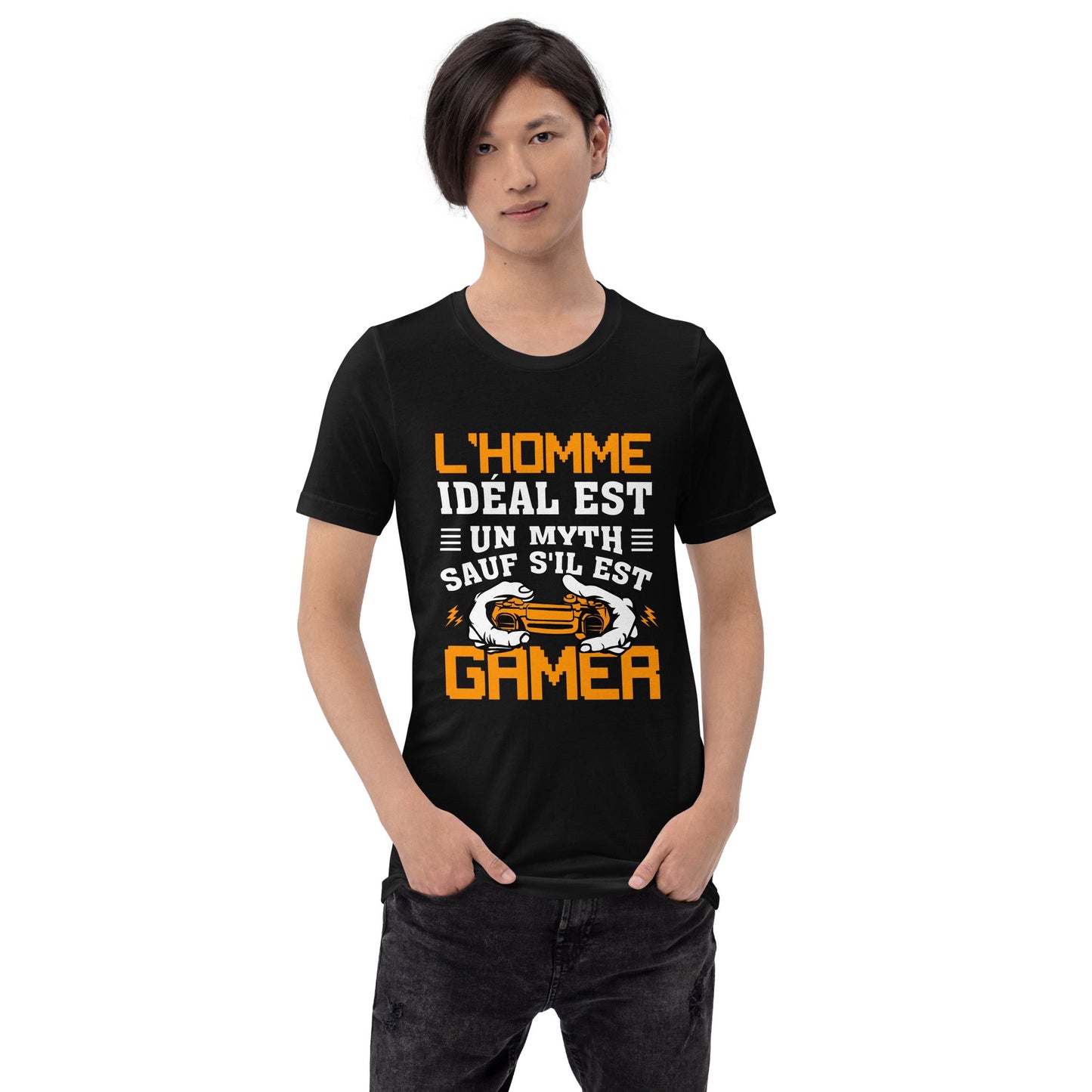 L'HOMME IDEAL EST UN MYTH SAUT SILEST GAMER - Unisex t-shirt by DarkByteGear