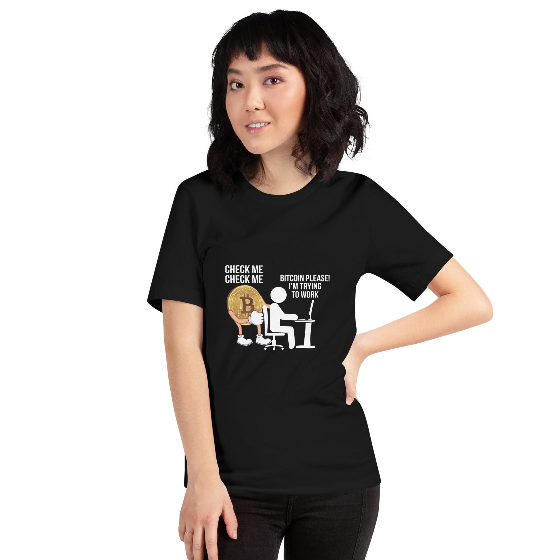 Bitcoin, Please! I am trying to work Unisex t-shirt by DarkByteGear