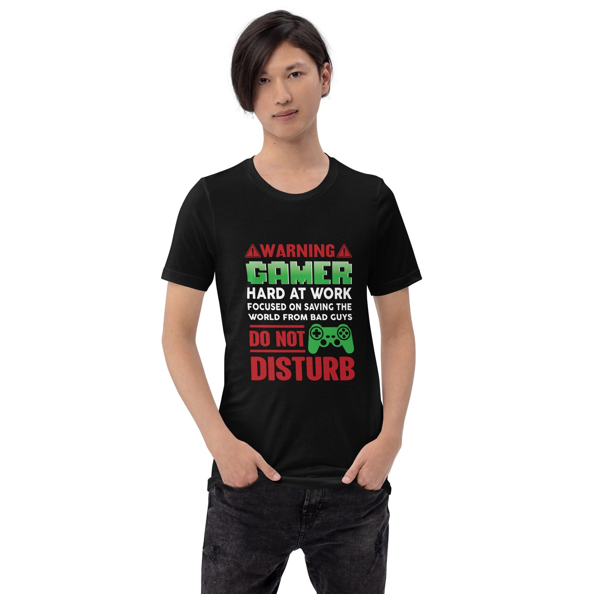 Warning! Gamer Hard at Work, DND - Unisex t-shirt by DarkByteGear