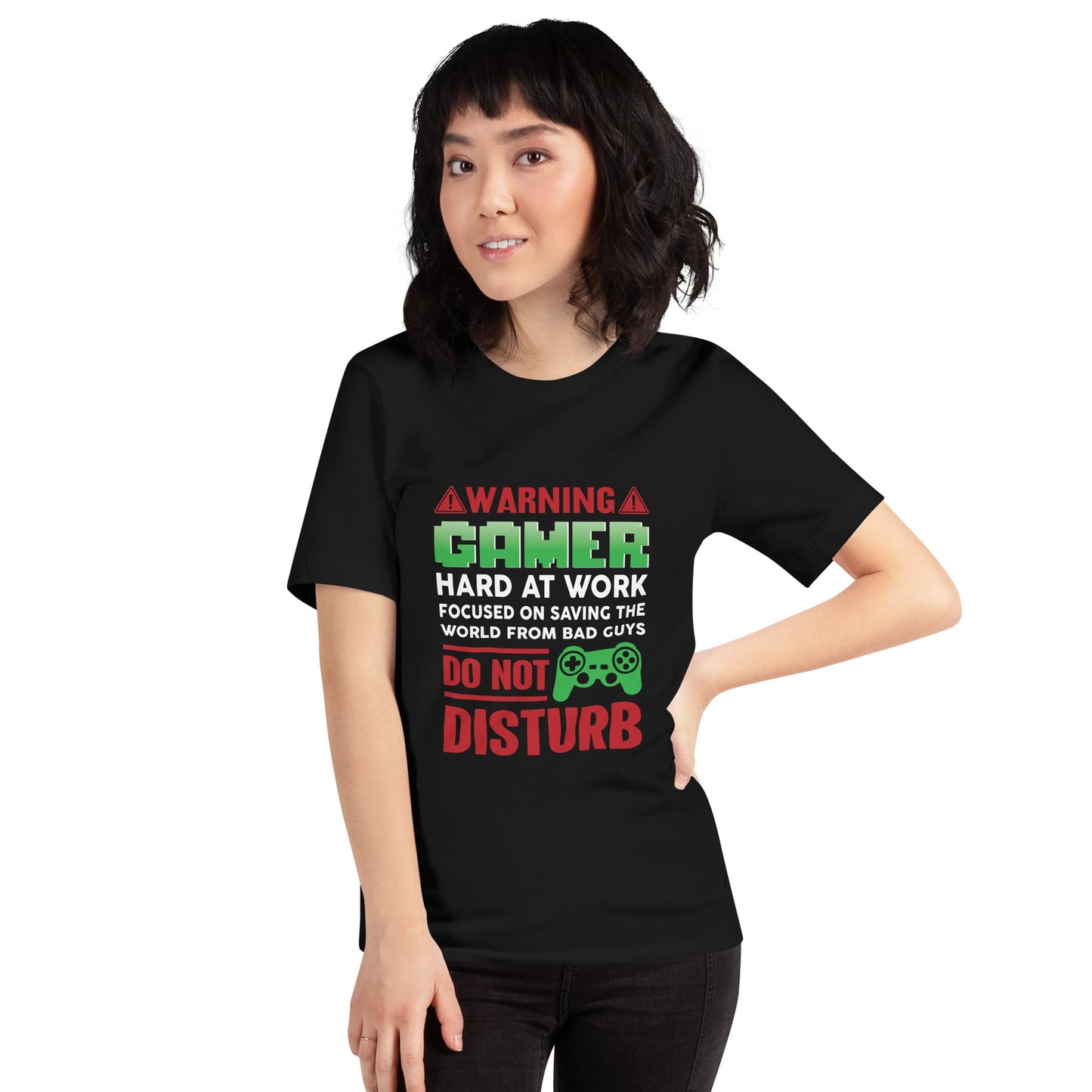 Warning! Gamer Hard at Work, DND - Unisex t-shirt by DarkByteGear