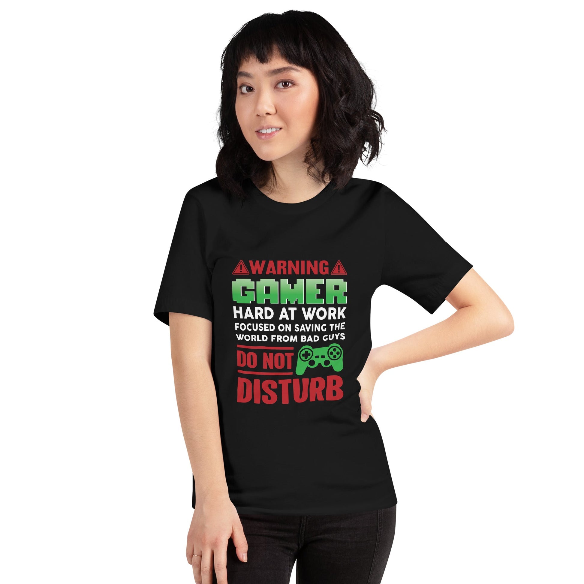 Warning! Gamer Hard at Work, DND - Unisex t-shirt by DarkByteGear