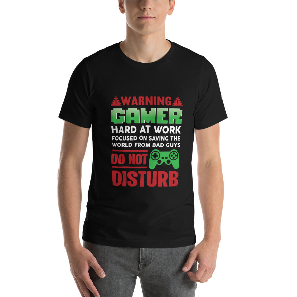 Warning! Gamer Hard at Work, DND - Unisex t-shirt by DarkByteGear