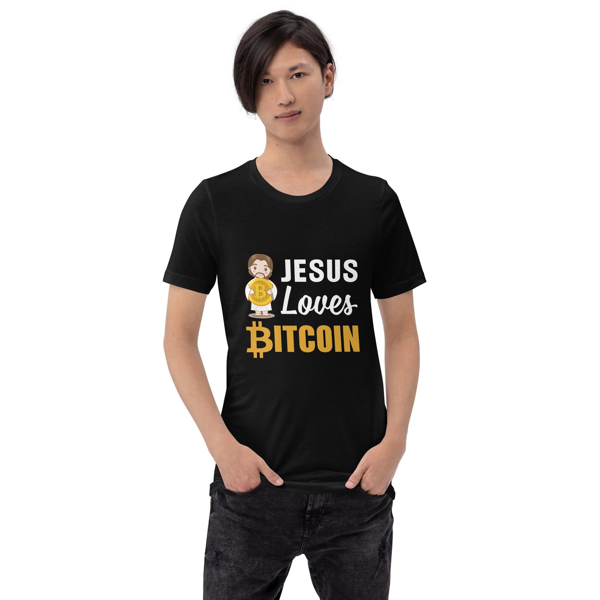 Jesus loves Bitcoin - Unisex t-shirt by DarkByteGear