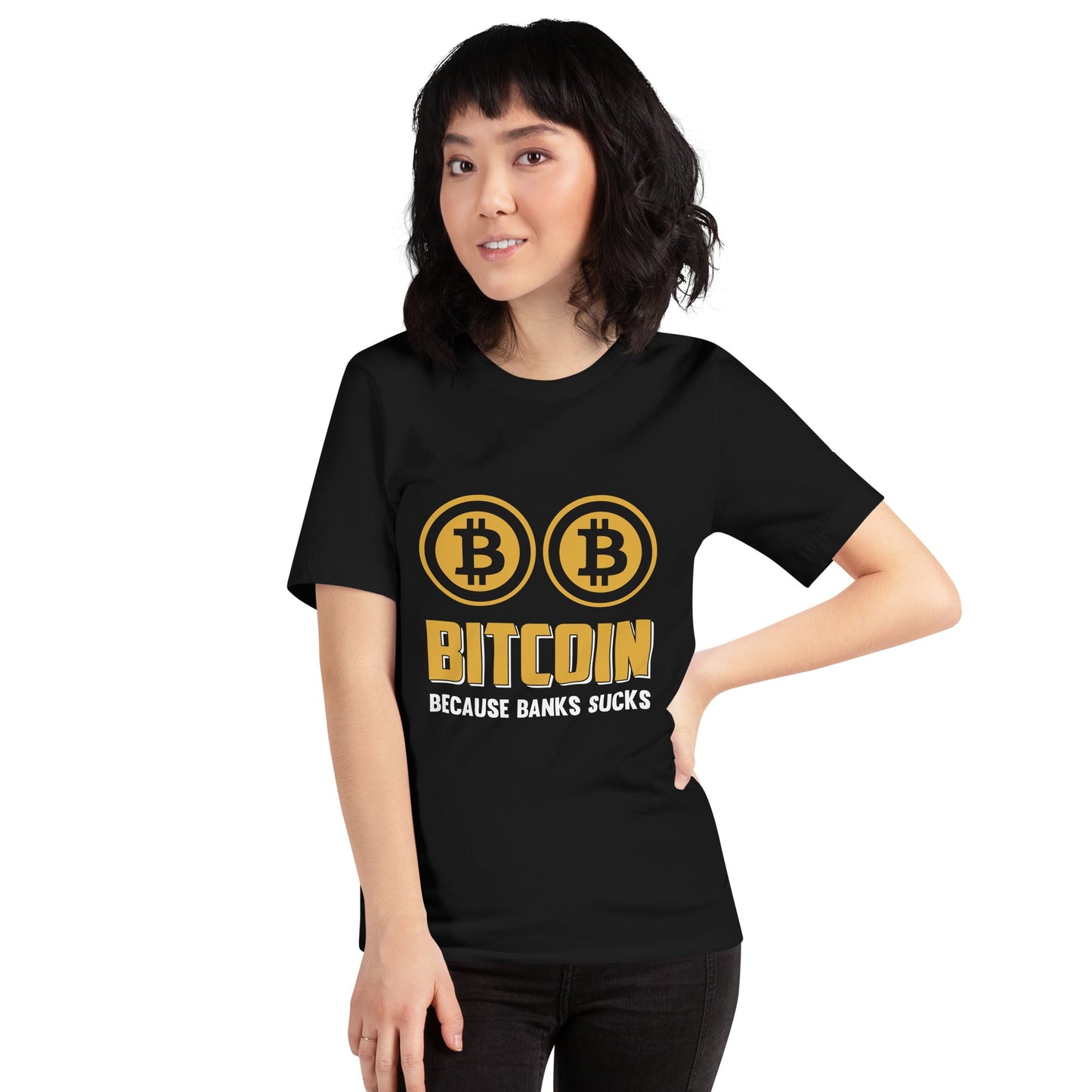 Bitcoin because Banks suck Unisex t-shirt by DarkByteGear