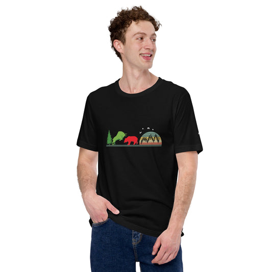 Pine tree Green Bull Read Bear Trading - Unisex t-shirt by DarkByteGear