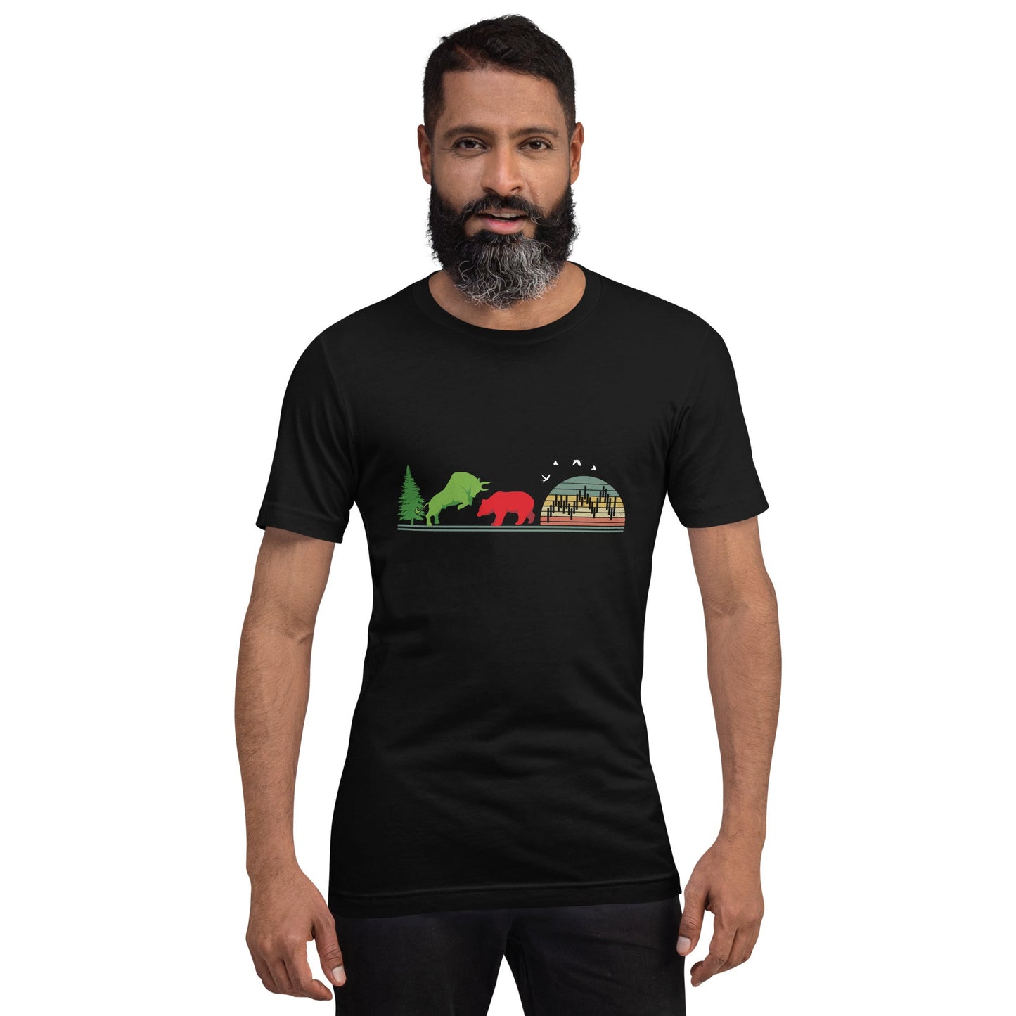 Pine tree Green Bull Read Bear Trading - Unisex t-shirt by DarkByteGear