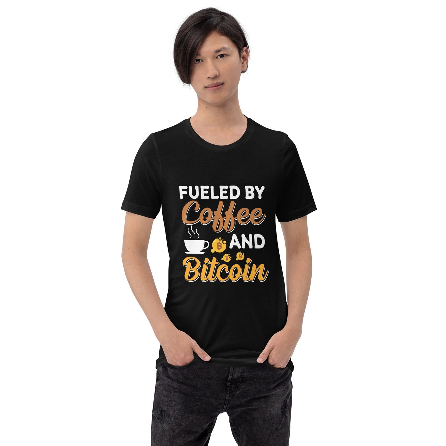 Fueled by Coffee and Bitcoin V1 - Unisex t-shirt by DarkByteGear