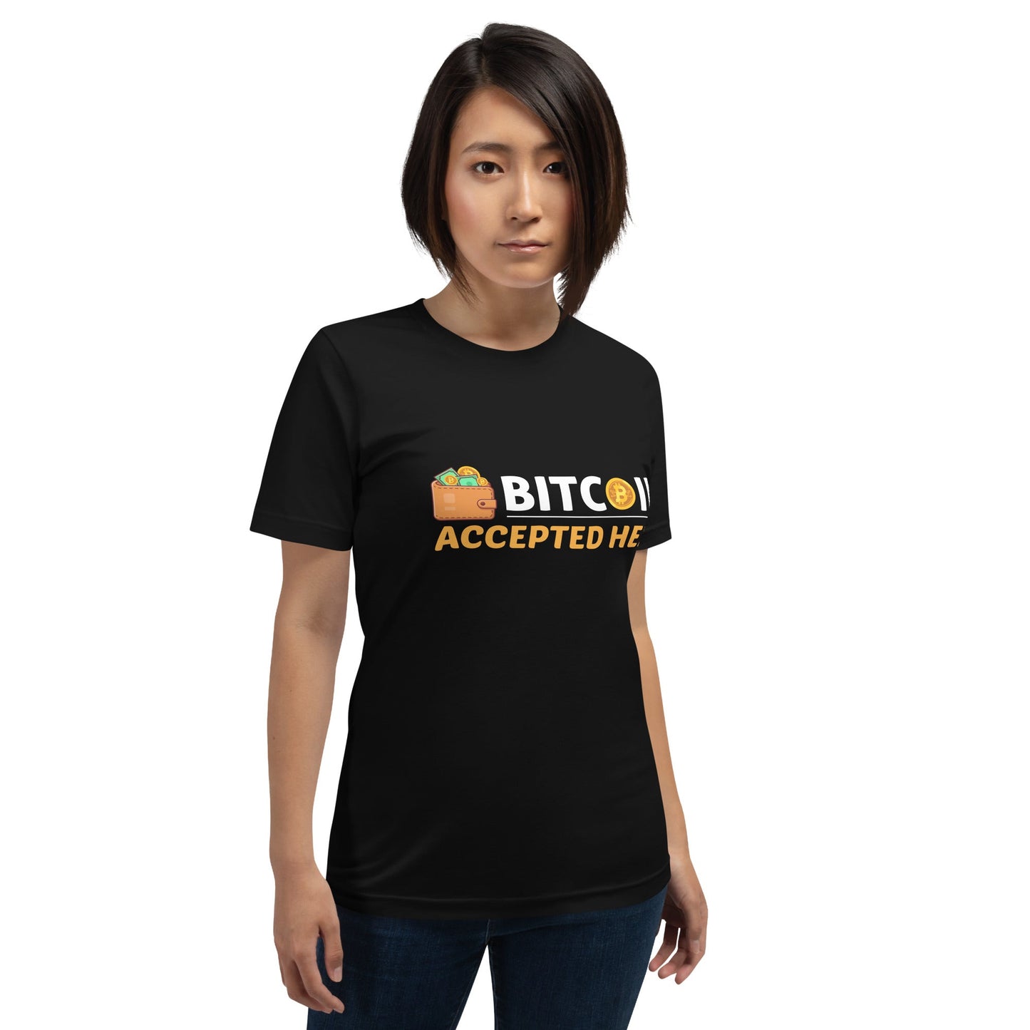 Bitcoin Accepted Here - Unisex t-shirt by DarkByteGear