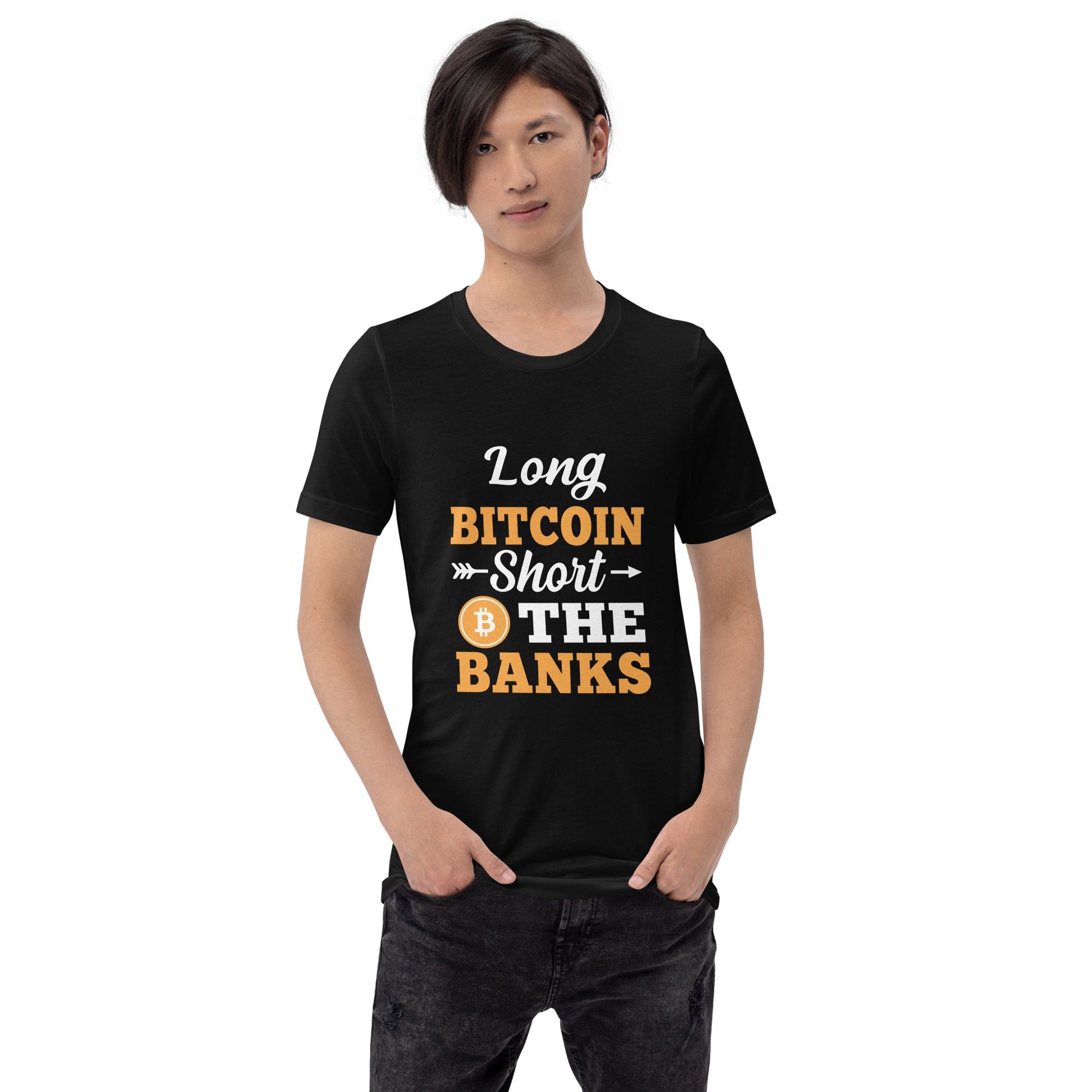 Long Big Coin, Short the Banks - Unisex t-shirt by DarkByteGear