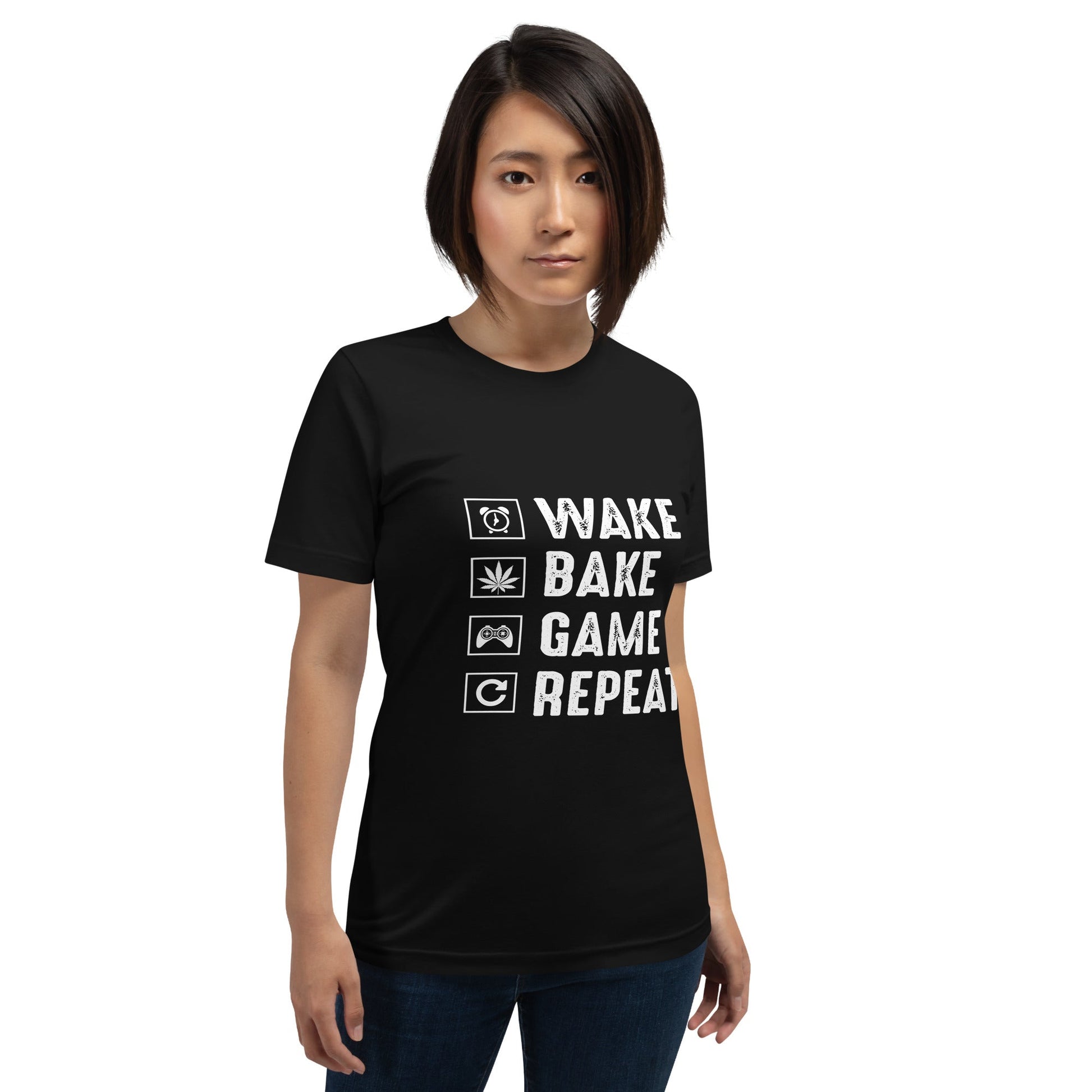 Wake, Bake, Game, Repeat Rima 13 - Unisex t-shirt by DarkByteGear