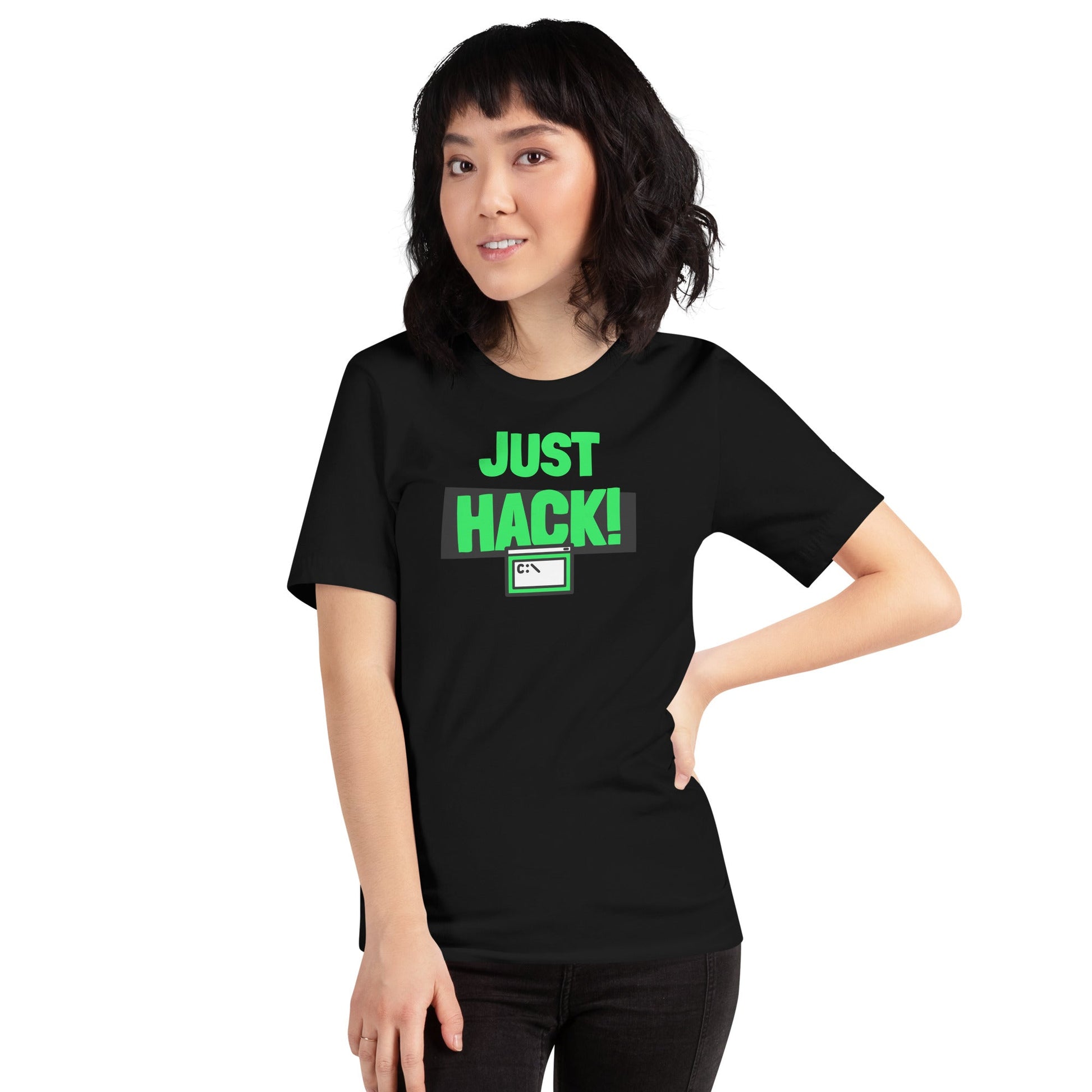 Just Hack (Green text) - Unisex t-shirt by DarkByteGear