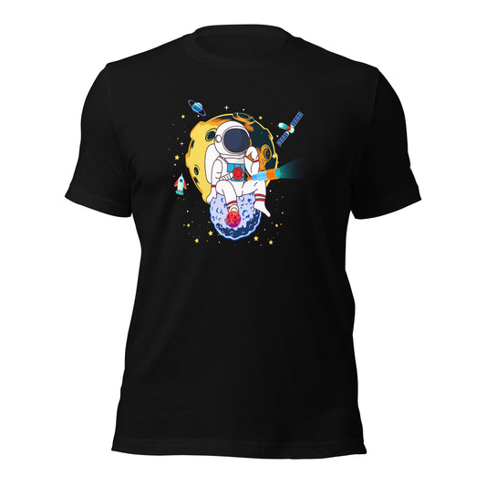 Astranaut catching stars - Unisex t-shirt by DarkByteGear