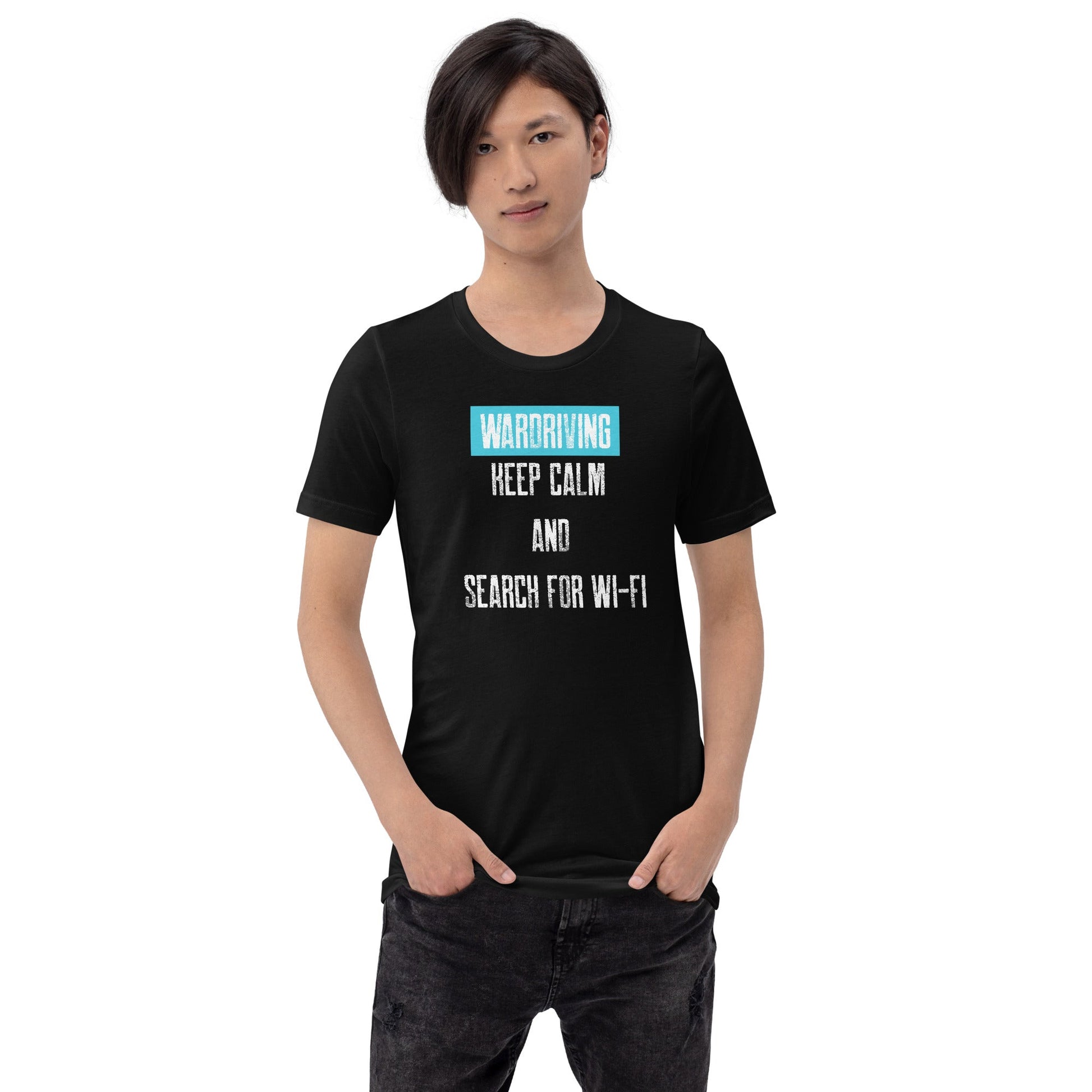 Wardriving Keep calm and search for Wi-Fi - Unisex t-shirt by DarkByteGear
