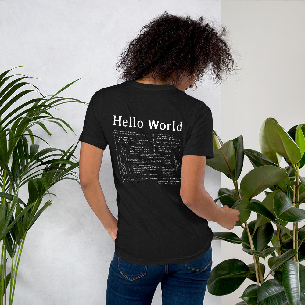 Hello world - Unisex t-shirt (back print) by DarkByteGear