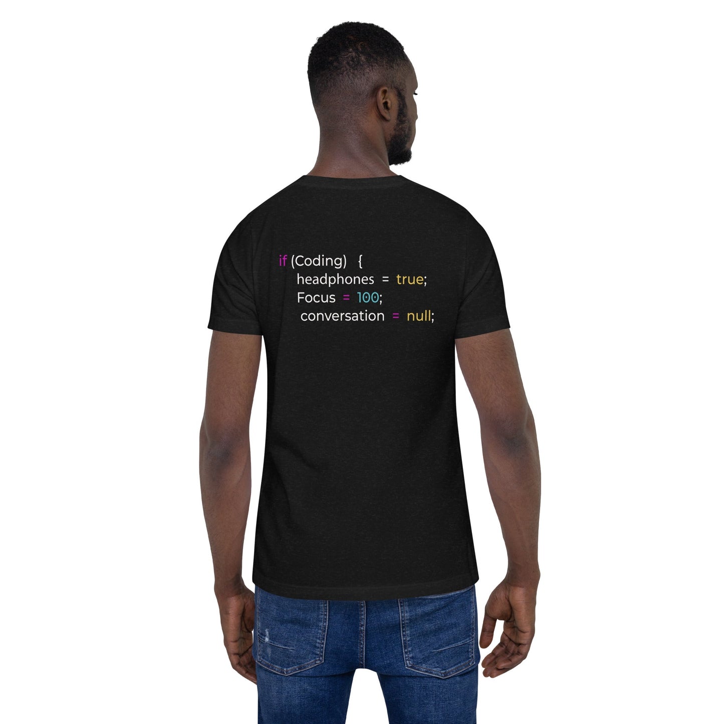 If coding headphones true focus 100 conversation null - Unisex t-shirt (back print) by DarkByteGear